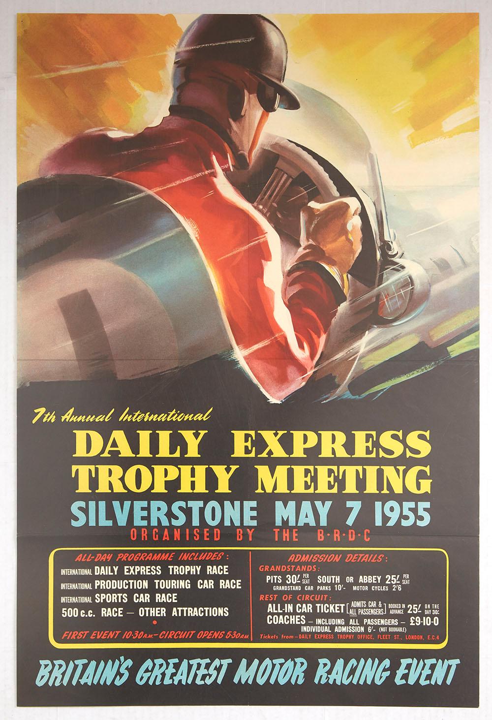 Unknown Print - Original Vintage Poster Daily Express Trophy Silverstone Grand Prix F1 Car Race