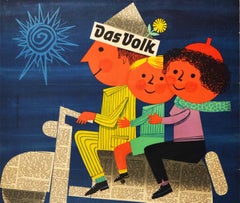 Original Vintage Poster Das Volk Socialist Press Festival News Midcentury Modern