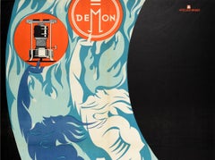 Original Vintage Poster Demon Modern Petroleum Cooking Apparatus Advertising Art