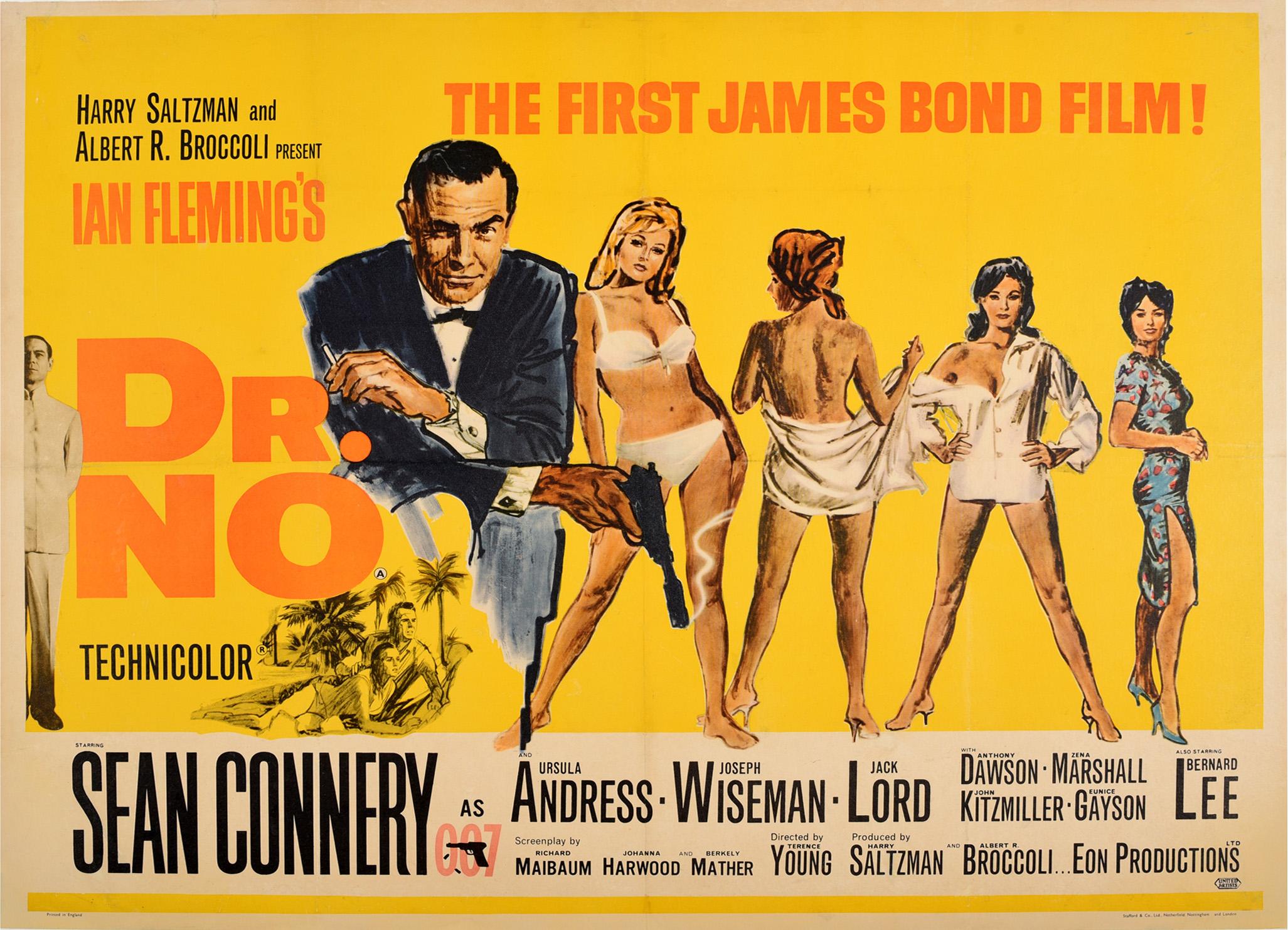Unknown Print - Original Vintage Poster Dr No The First James Bond Film Sean Connery 007 UK Quad