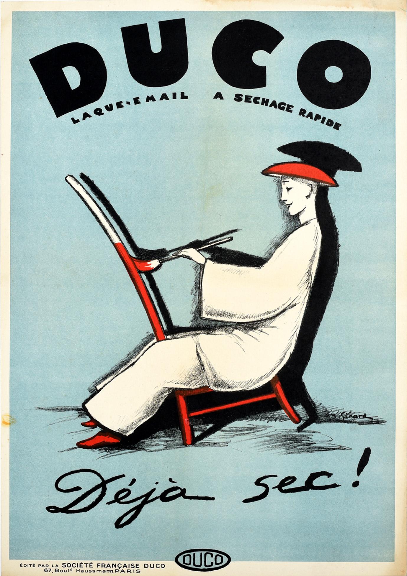 Unknown Print - Original Vintage Poster Duco Enamel Lacquer Paint Already Dry! Deja Sec! Ad Art