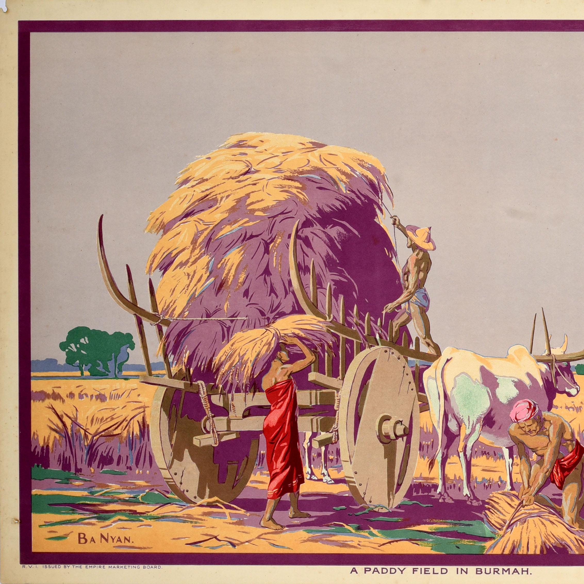 Poster originale d'epoca Empire Marketing Board Paddy Field Burma EMB Ba Nyan - Print Beige di Unknown