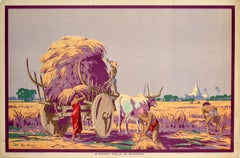 Original-Vintage-Poster Empire Marketing Board Paddy Field Burma EMB Ba Nyan, EMB Ba Nyan, Original