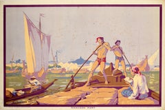 Affiche vintage d'origine Empire marketing Board Rangoon Port Burma EMB Ba Nyan