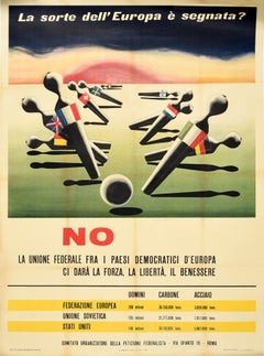 Affiche rétro originale de la Fédération européenne des élections, Vote Strength Freedom