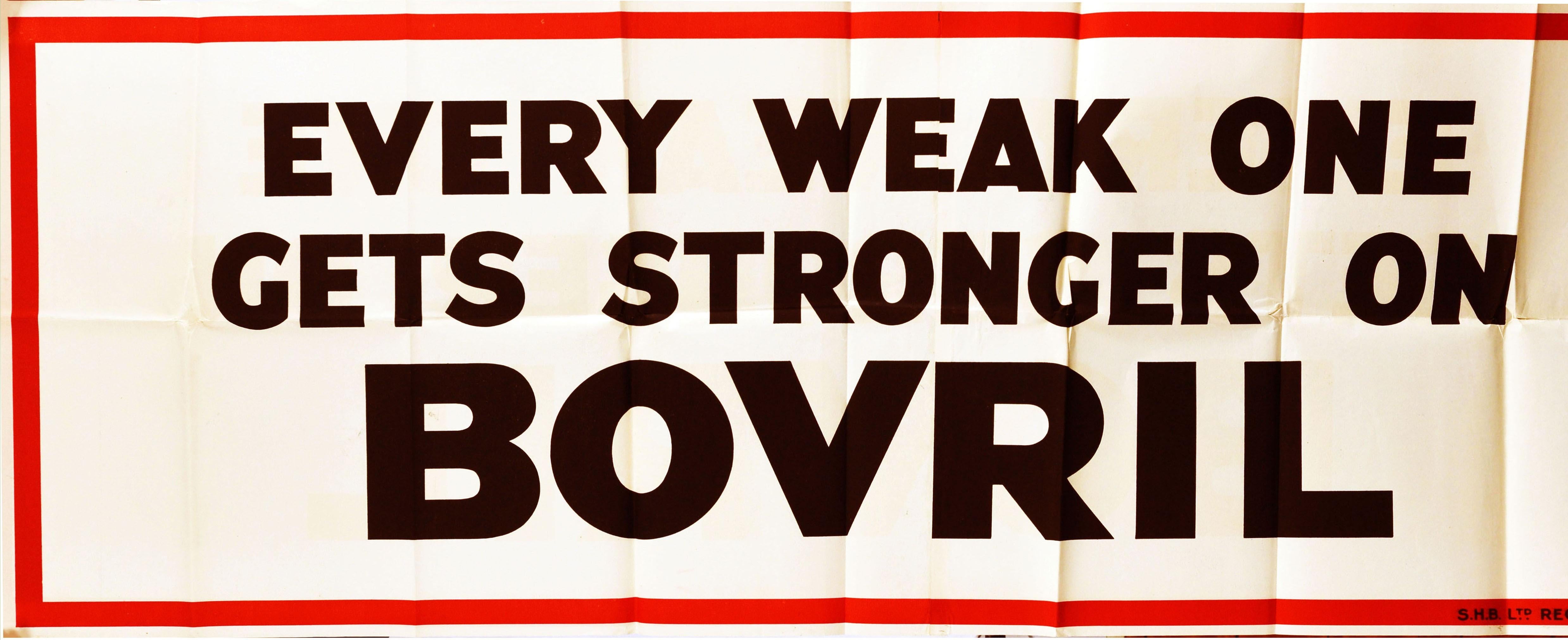 Original-Vintage-Poster, „Every Weak One Gets Stronger On Bovril Word Play“, Original (Weiß), Print, von Unknown