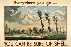 Original Vintage Poster Everywhere You Go Sure Of Shell Thames Cookham Steggles