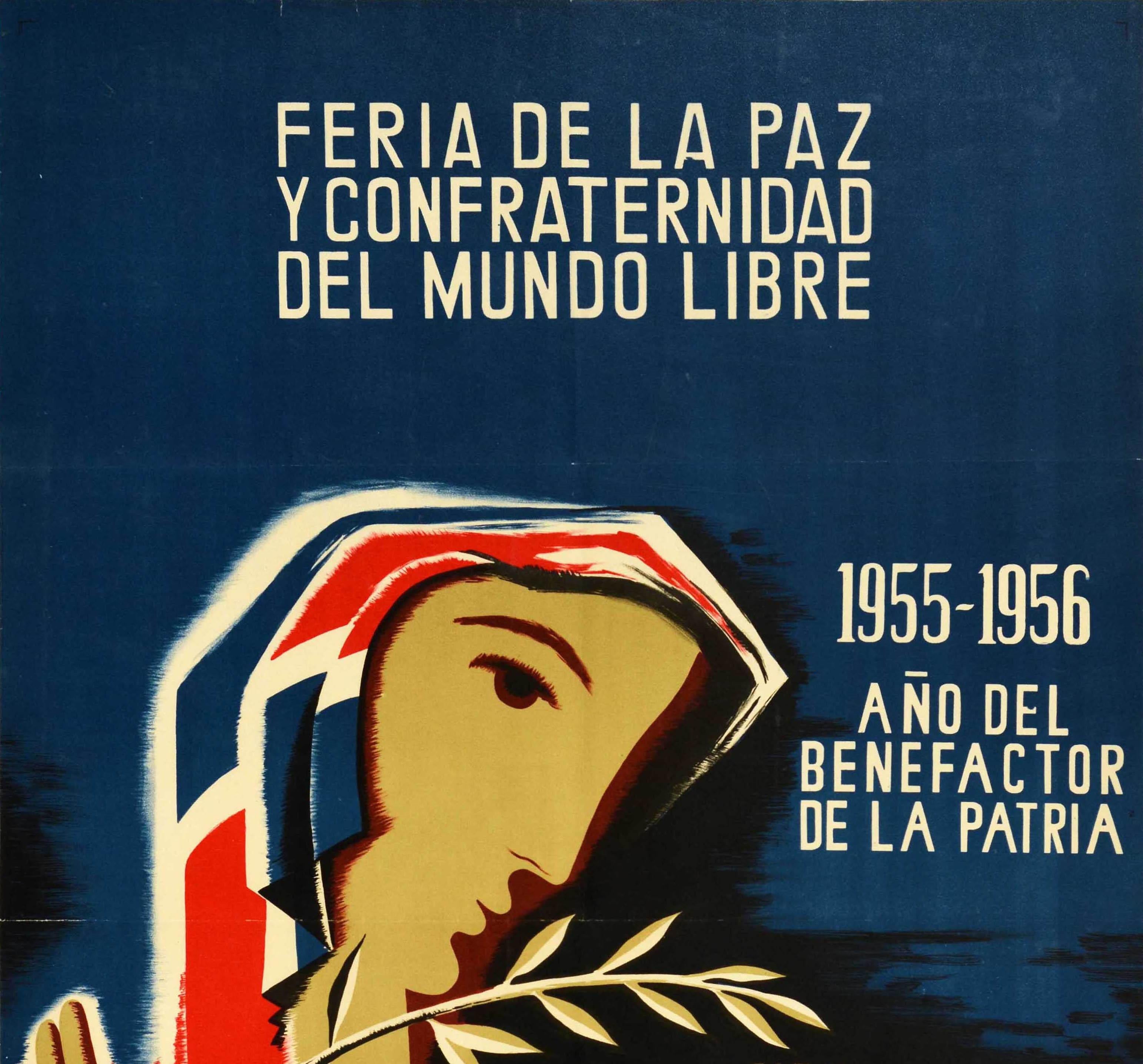 Poster originale d'epoca Feria De La Paz Fiera della Pace Libera Repubblica Dominicana - Print di Unknown