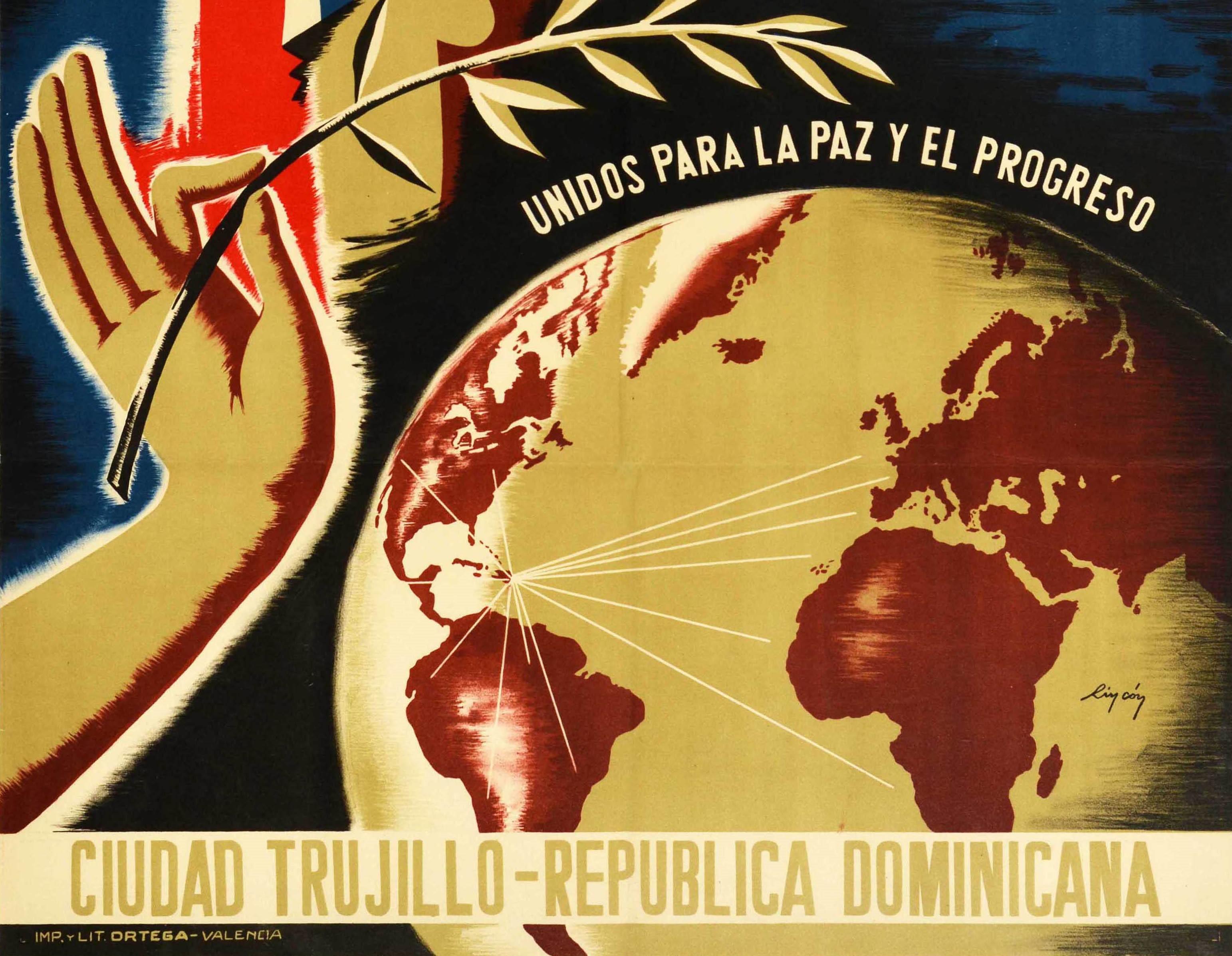 Poster originale d'epoca Feria De La Paz Fiera della Pace Libera Repubblica Dominicana - Print Nero di Unknown
