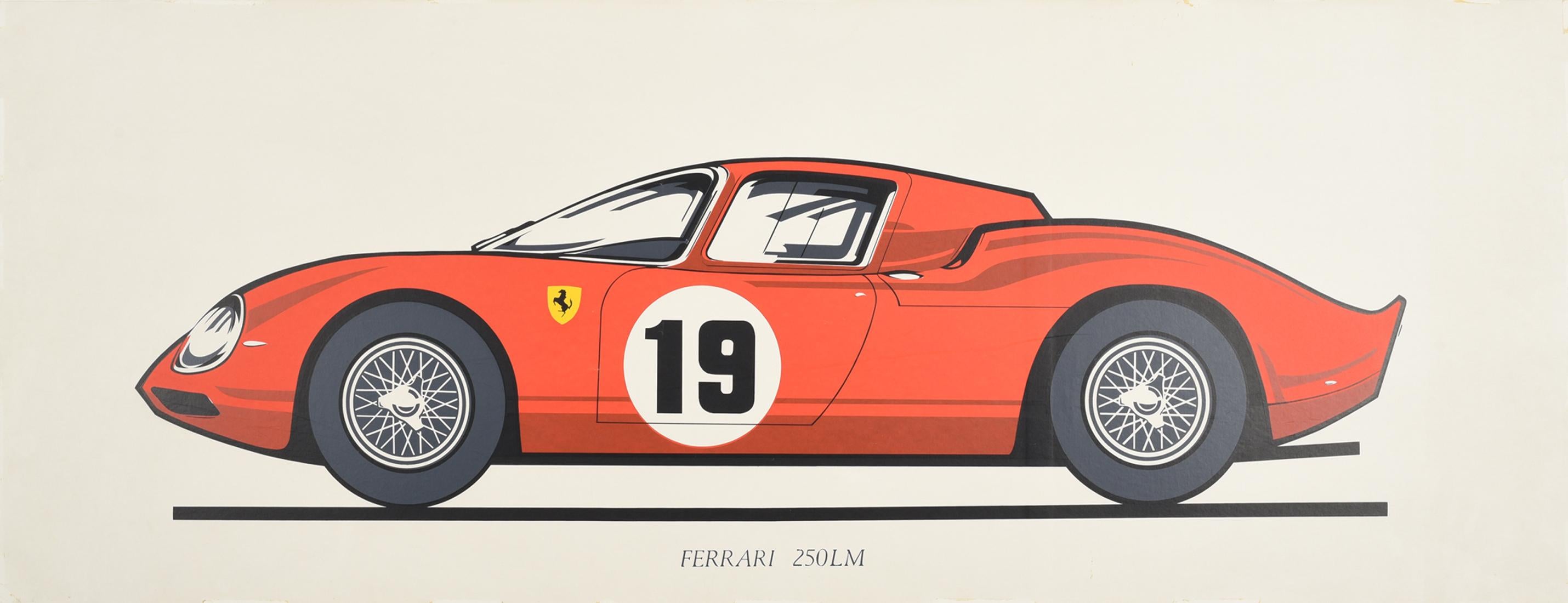 Unknown Print - Original Vintage Poster Ferrari 250LM Le Mans Sports Car Motor Racing Art Design