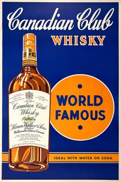 Poster originale d'epoca per il Canadian Club Whisky C1950
