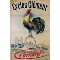Original Antique poster for Cycles Clément Pneumatique Dunlop