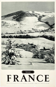 Original Vintage Poster For Megeve Haute Savoie France Alps Winter Sport Skiing