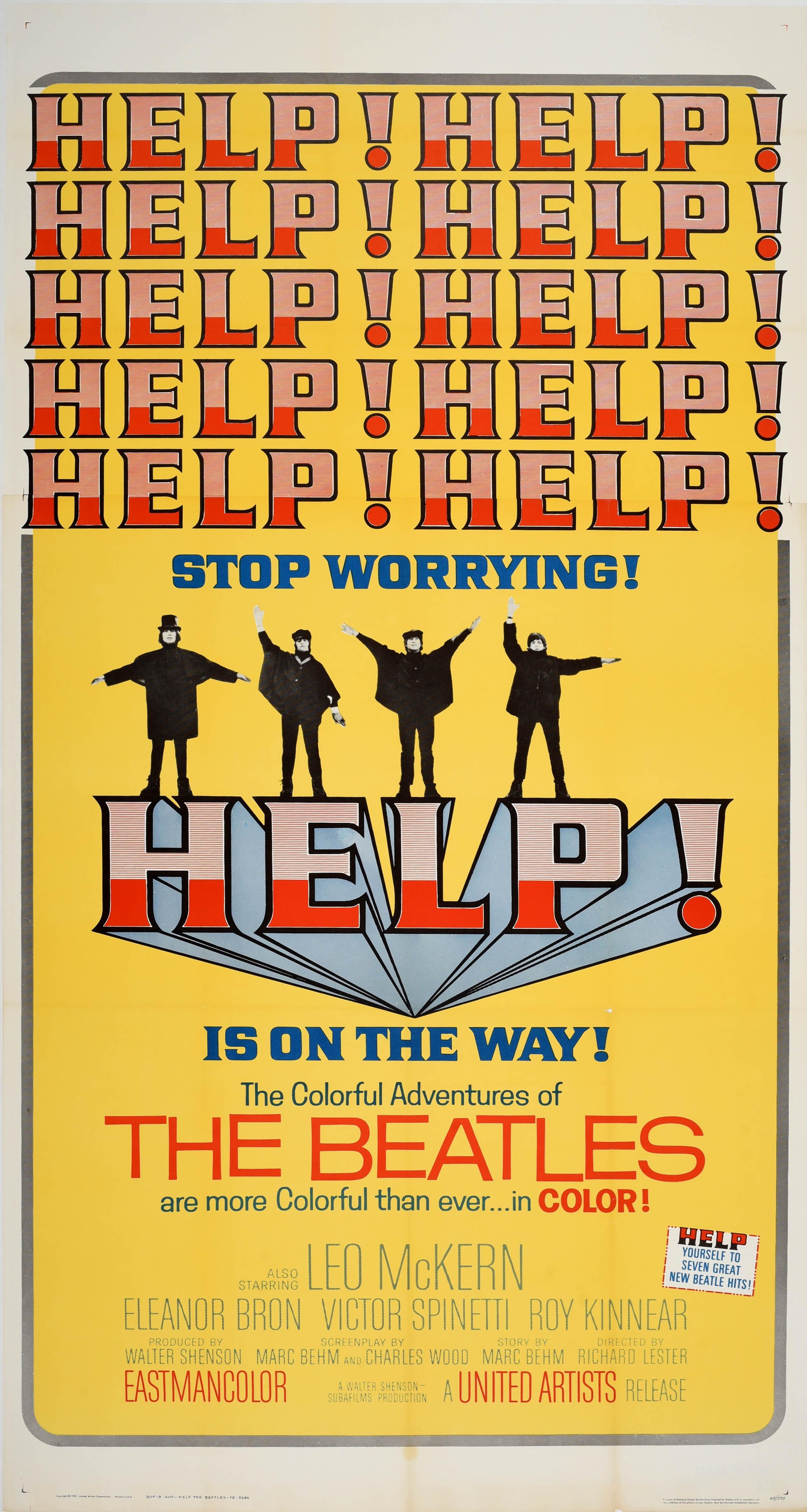 Unknown Print - Original Vintage Poster For The Beatles Help Stop Worrying Music Film Semaphore