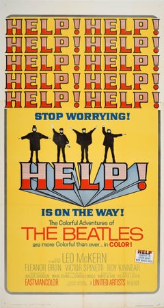Original Vintage Poster For The Beatles Help Stop Worrying Music Film Semaphore
