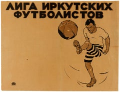Original Vintage Poster For The Irkutsk Football League In Siberia Russia Sport