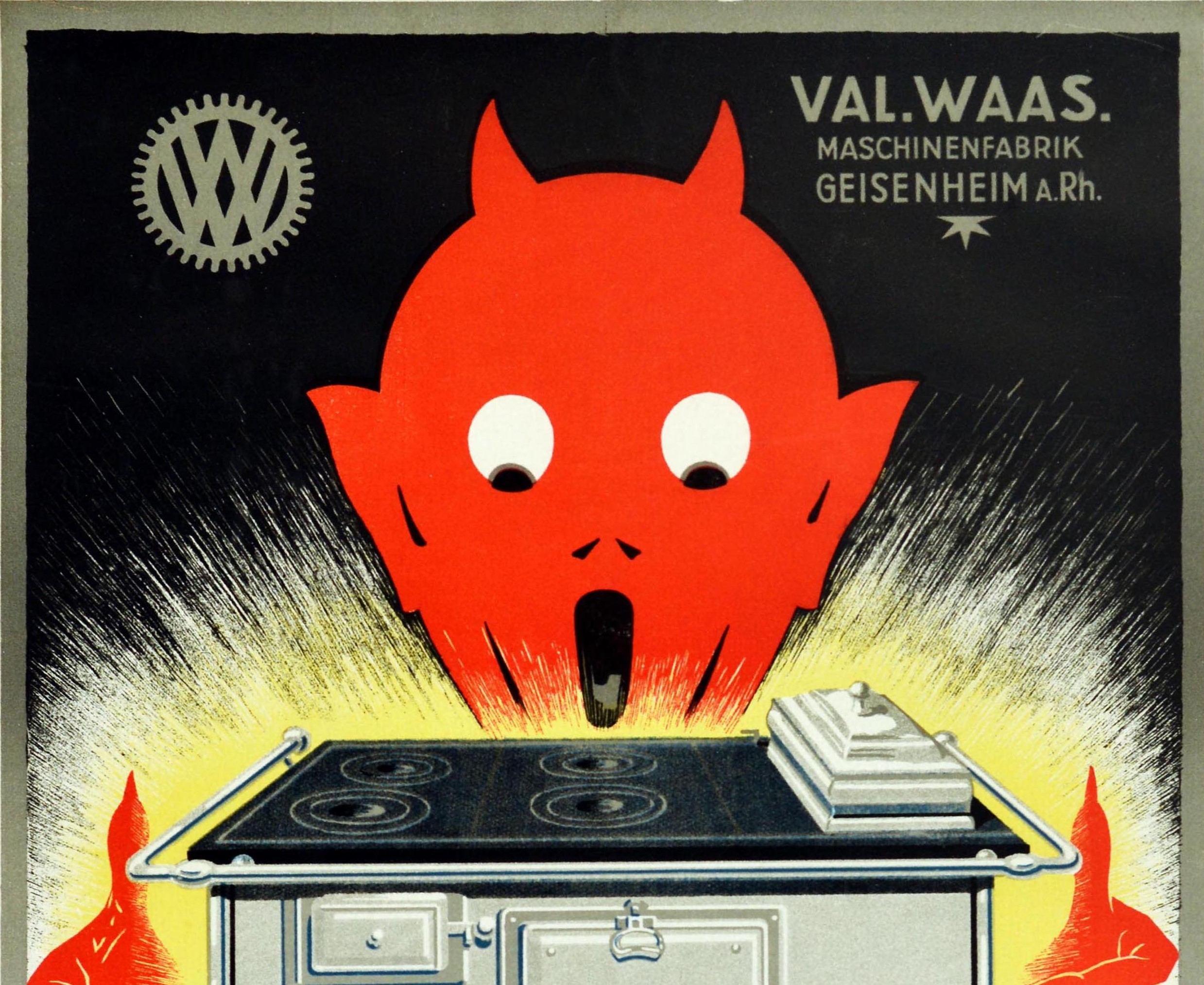 Original Vintage Poster For Waasia Household Stoves Kitchen Cooker Devil Design - Print by Unknown