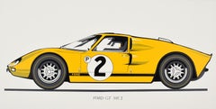 Original Vintage Poster Ford GT MK 2 Racing Car Motor Sport 24 Hours Le Mans Win