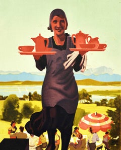 Original Vintage Poster Forsthaus Ilkahohe Art Deco Restaurant Tutzing Bavaria