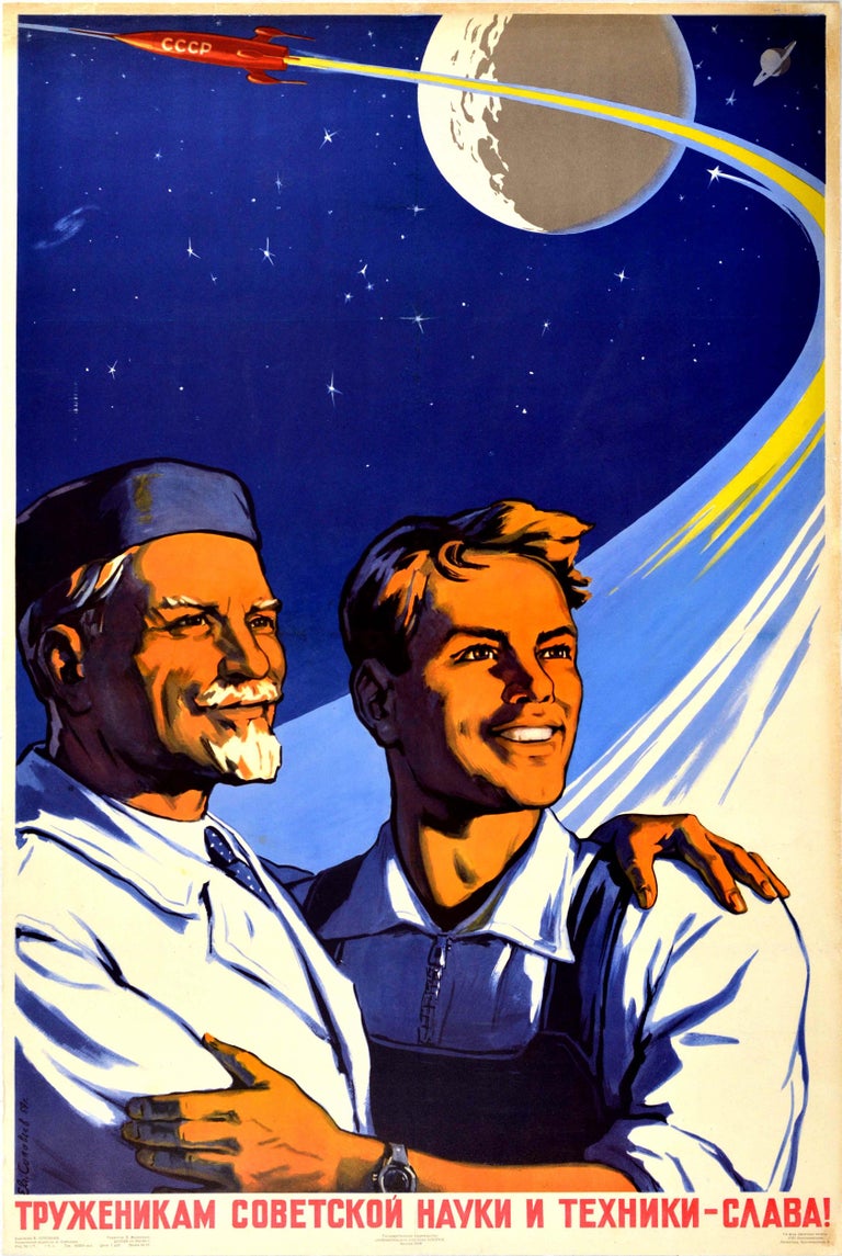 Unknown - Original Vintage Poster Glory To Soviet Science and ...