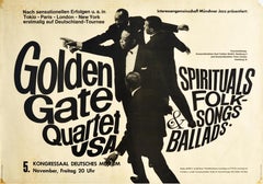 Affiche vintage d'origine du quartet Golden Gate Quartet, chansons folkloriques, ballets, musique