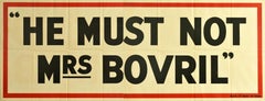 Cartel Original Vintage He Must Not Mrs Bovril Juego de palabras Juego de palabras Bebida Campaña Alimentaria