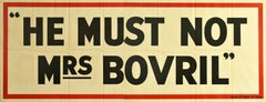 Original Vintage Poster He Must Not Mrs Bovril Word Play Pun Drink Food Campaign