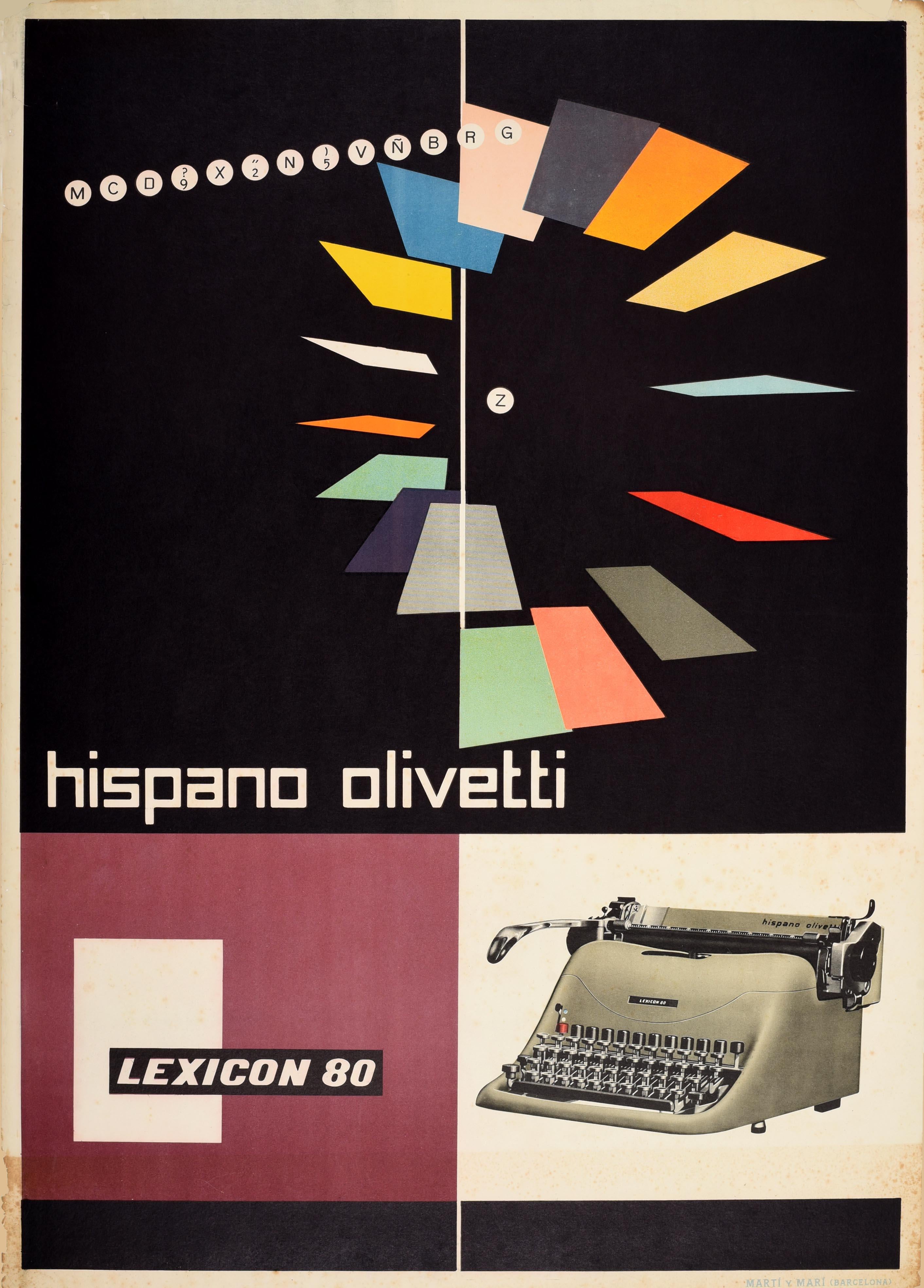 Unknown Print - Original Vintage Poster Hispano Olivetti Lexicon 80 Typewriter Midcentury Modern