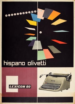Original Vintage Poster Hispano Olivetti Lexicon 80 Typewriter Midcentury Modern