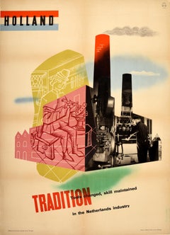 Original Vintage Poster Holland Tradition Tools Skill Netherlands Industry Photo