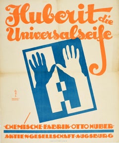 Original Vintage Poster Huberit Die Universalseife Universal Soap Clean Hands Ad