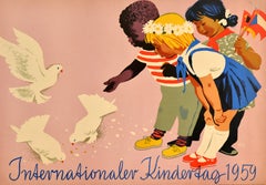 Original Vintage Poster International Childrens Day International Kindertag Dove