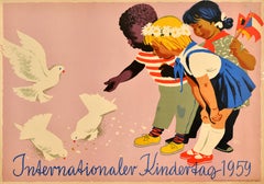 Original Vintage Poster International Childrens Day International Kindertag Dove
