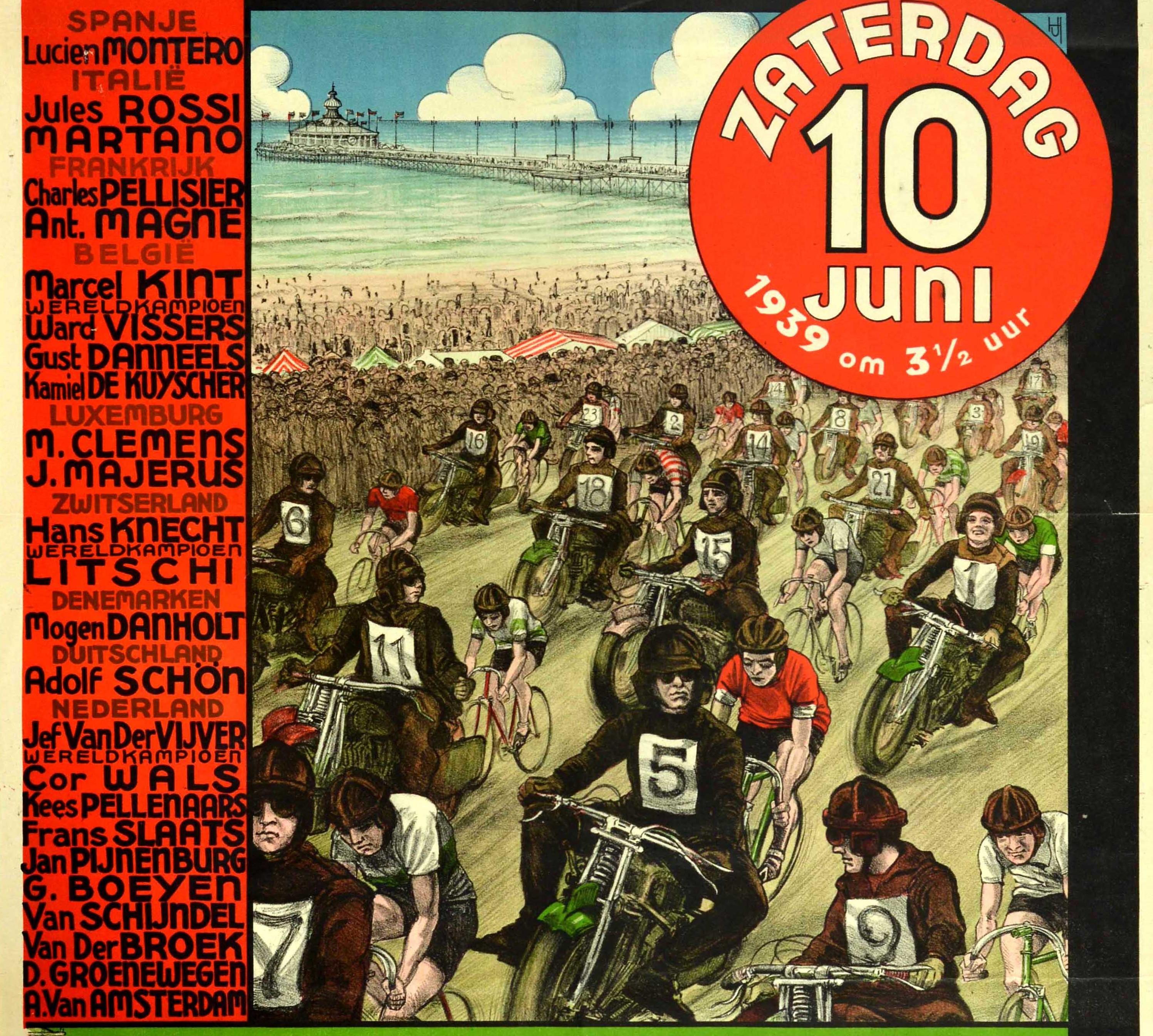 Original Vintage Poster International Grand Prix Scheveningen Motorcycle Cycling - Print by Unknown