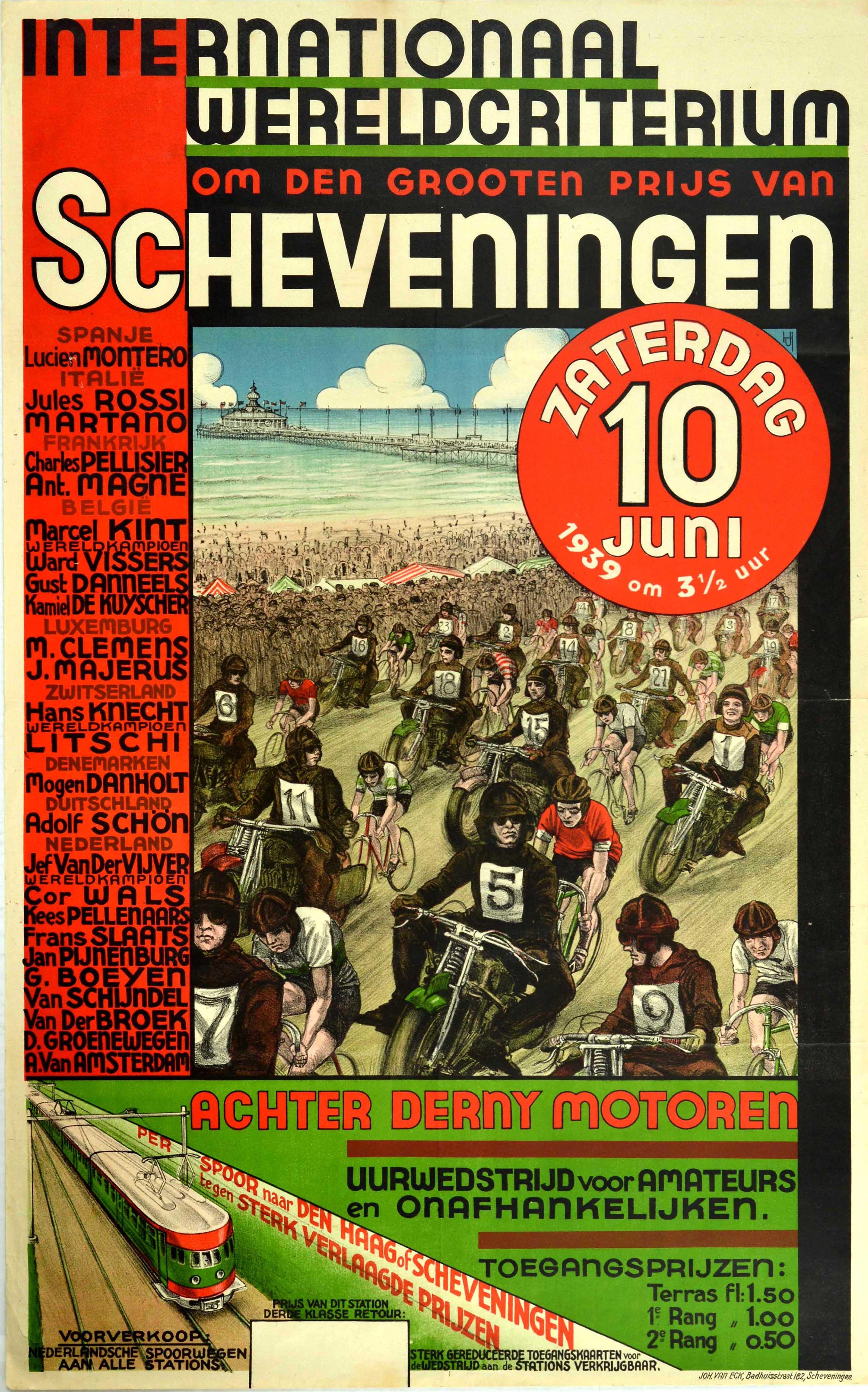 Unknown Print - Original Vintage Poster International Grand Prix Scheveningen Motorcycle Cycling