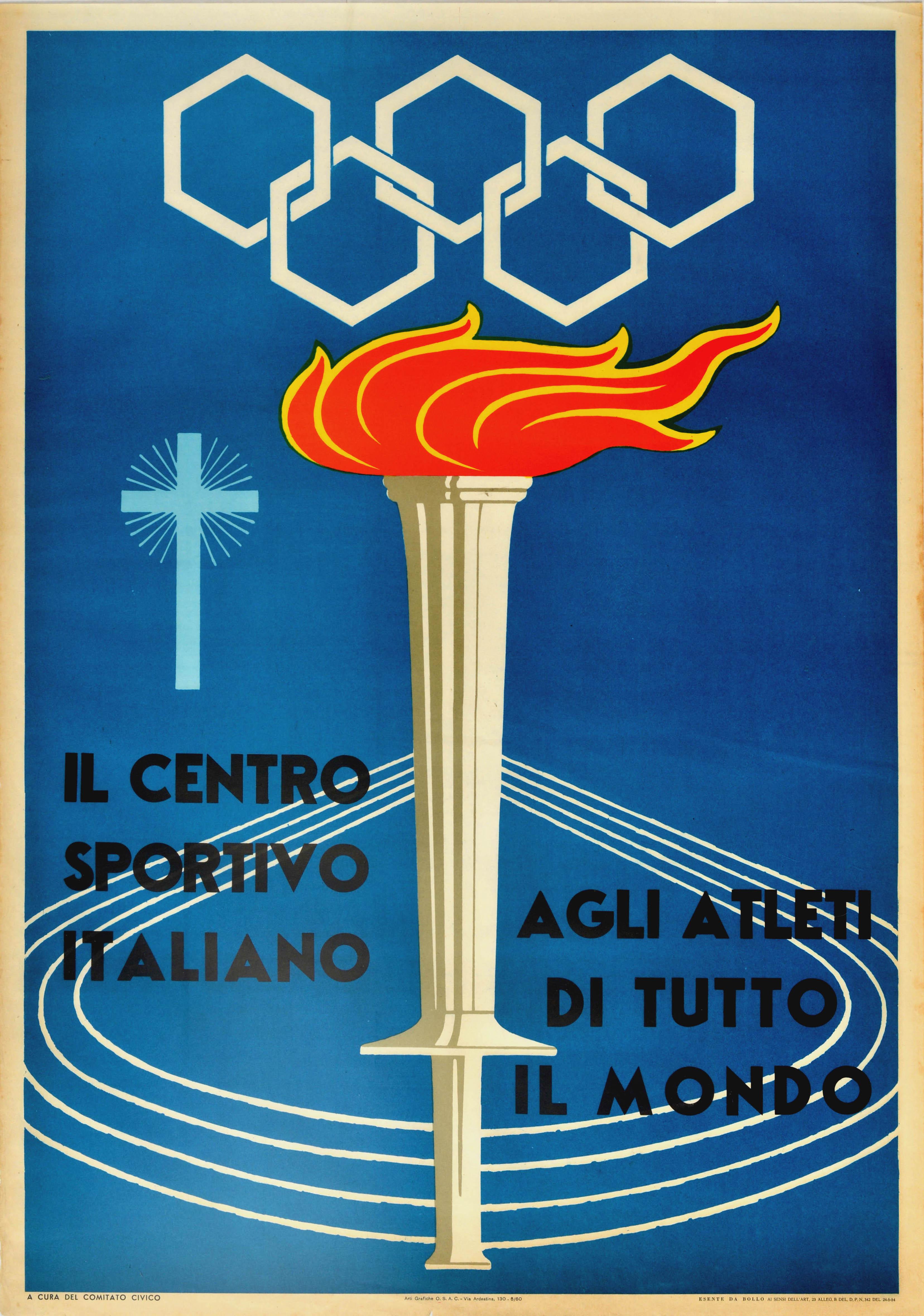 Unknown Print - Original Vintage Poster Italian Sports Centre World Athletes Olympic Games Rome