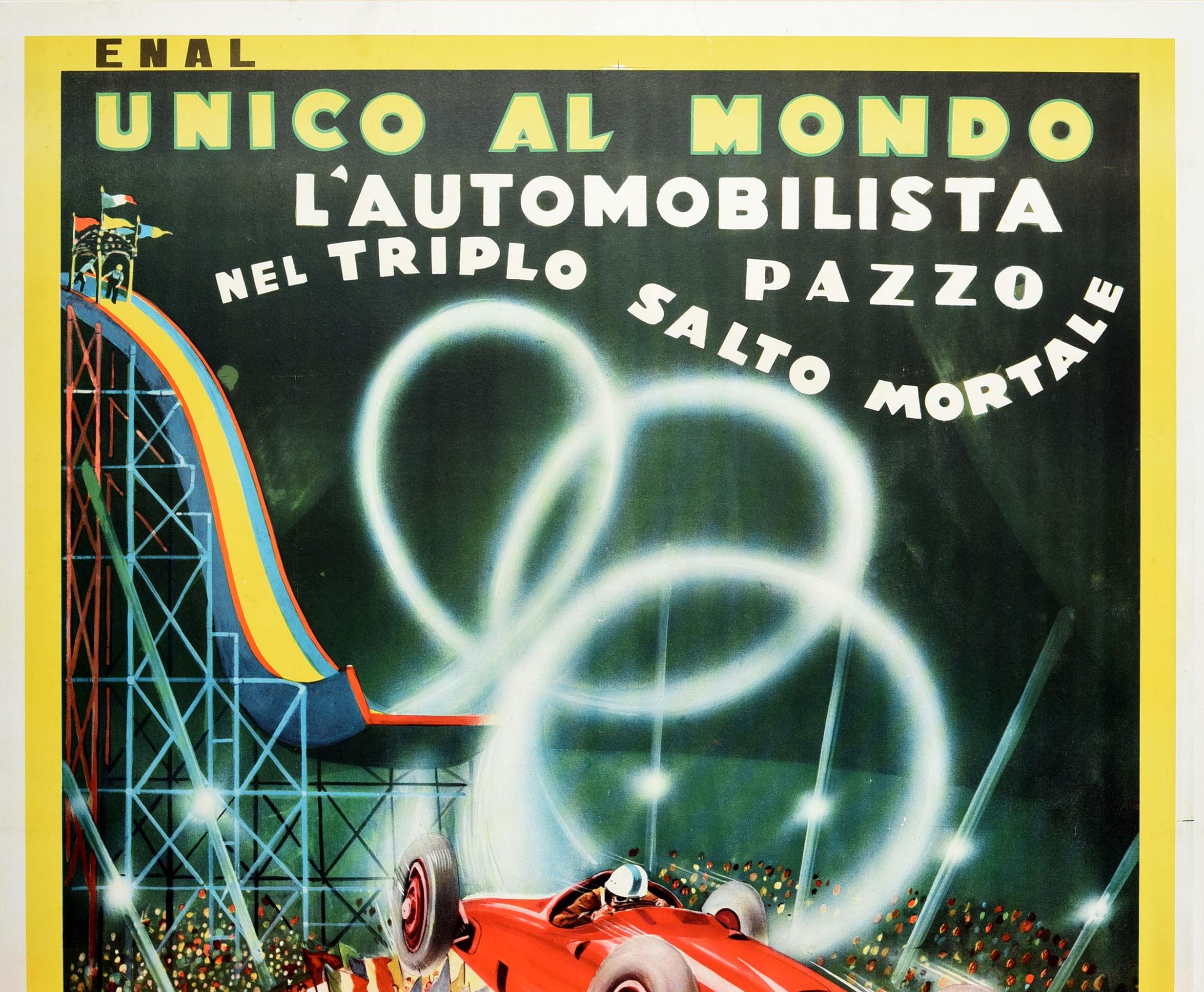Original Vintage Poster Italy Circus Queen Moira Orfei Triple Somersault Car Act - Print by Unknown