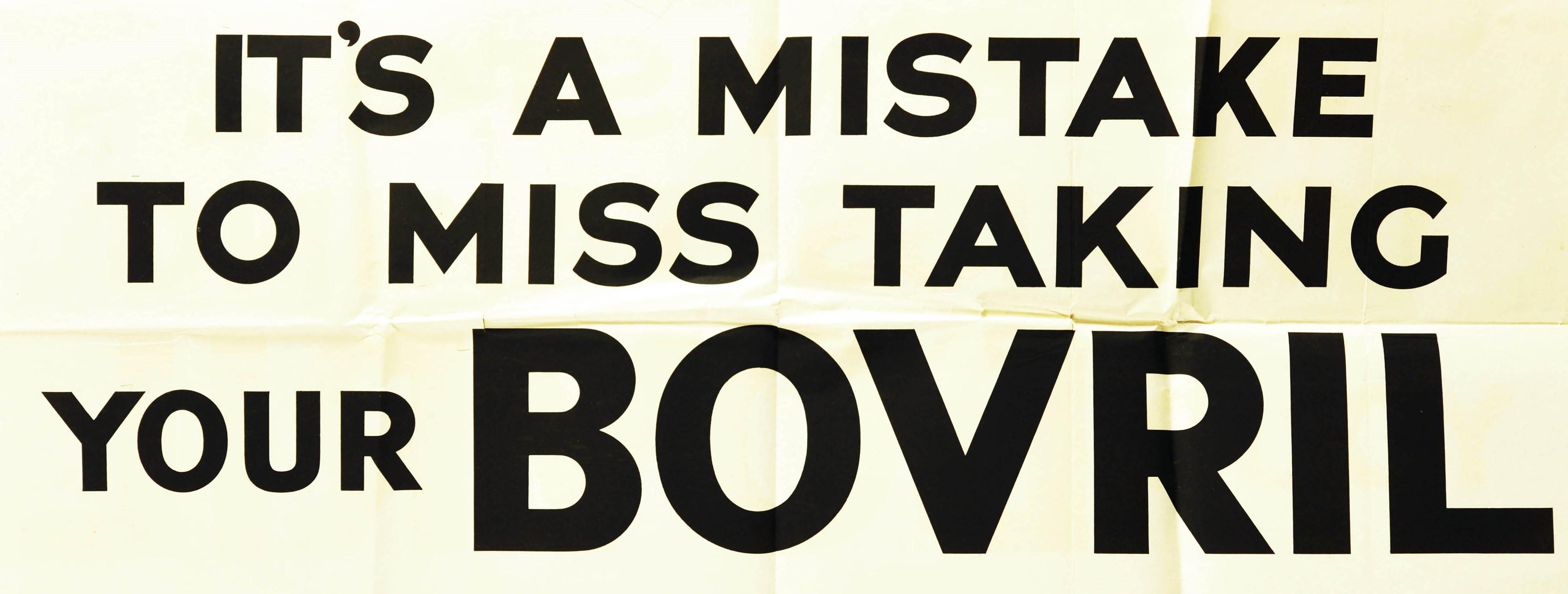 Original Vintage Poster It's A Mistake To Miss Taking Your Bovril Hot Drink Food - Print by Unknown