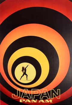 Original Vintage Poster Japan Pan Am Travel Art Dancer James Bond Style Design