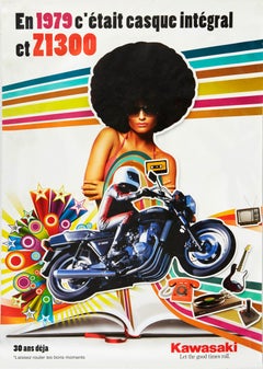 Original Vintage Poster Kawasaki Z1300 Sport Motorcycle Let The Good Times Roll
