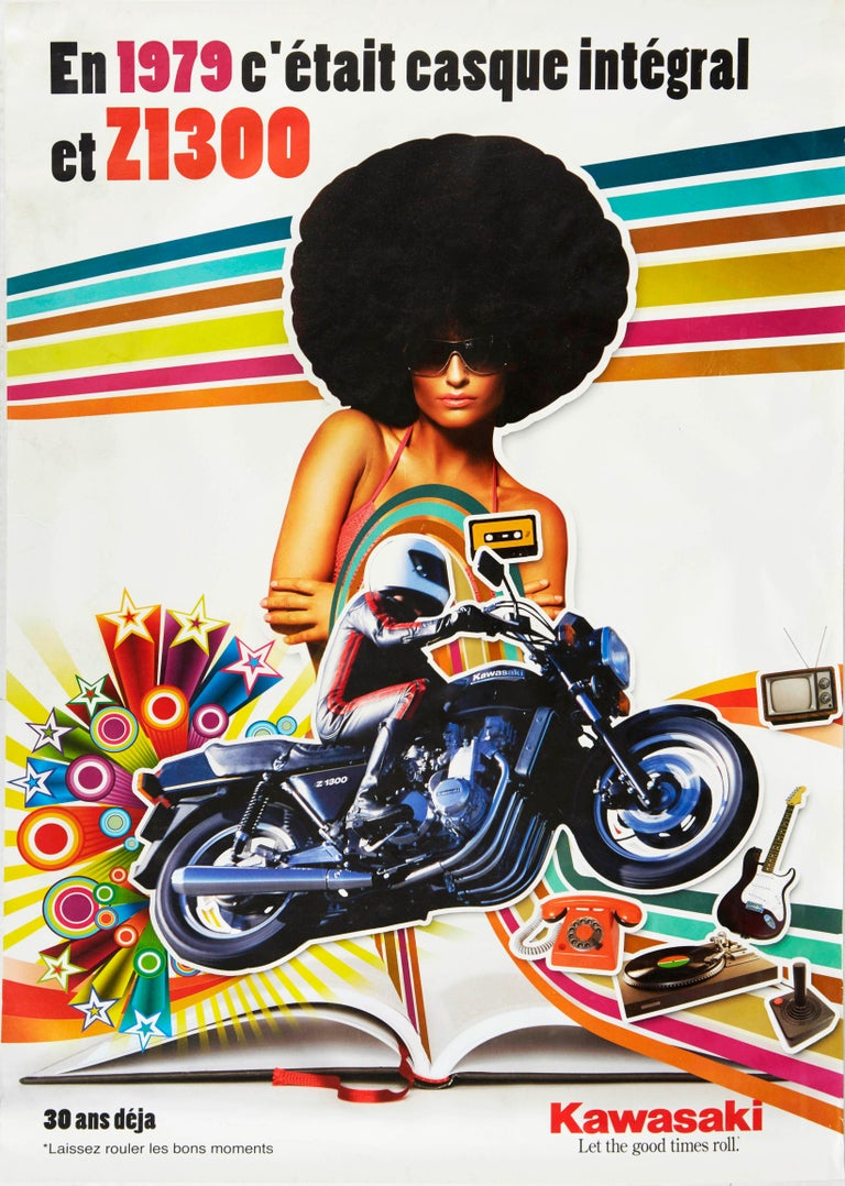 Unknown - Original Vintage Poster Kawasaki Z1300 Sport Motorbike Let The  Good Times Roll For Sale at 1stDibs