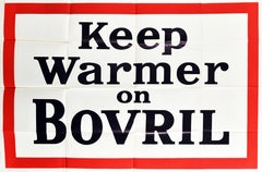 Original Vintage Poster Keep Warmer On Bovril Hot Drink Beef Extract Food Advert