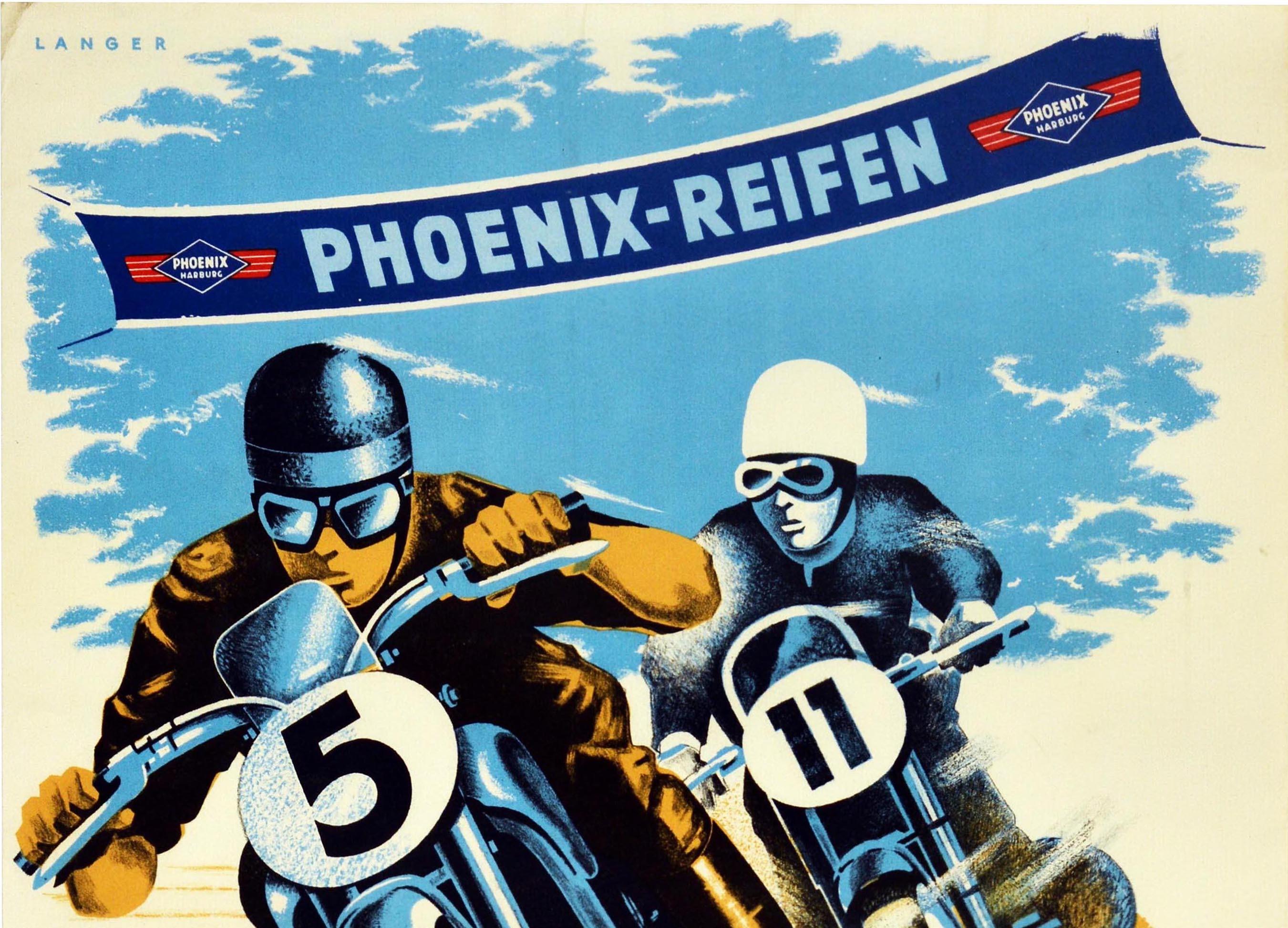 Original Vintage Poster Kellersee Lake Phoenix Reifen Tires Motorcycle Race Art - Print by Unknown
