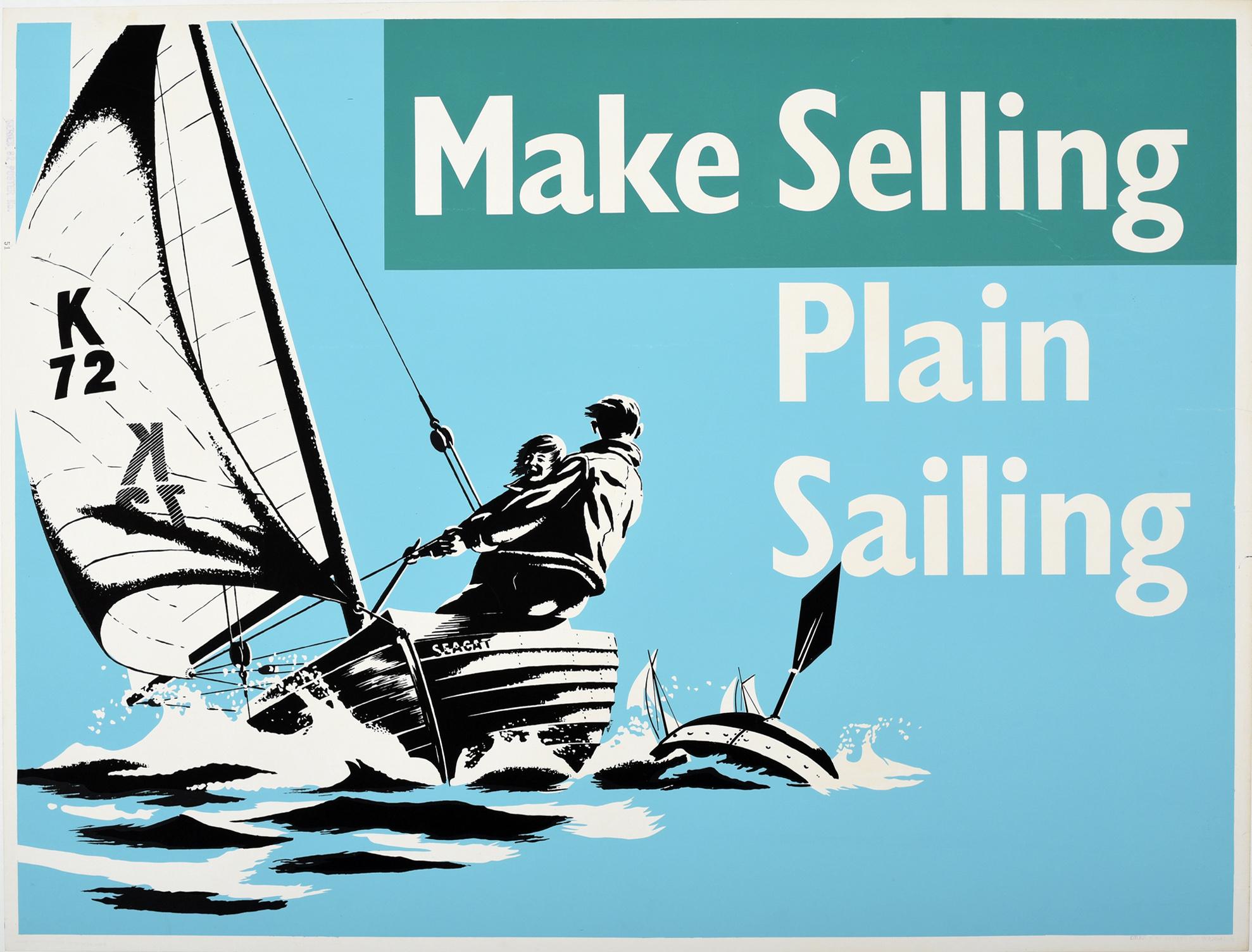Unknown Print - Original Vintage Poster Make Selling Plain Sailing Motivation Sport Theme Design