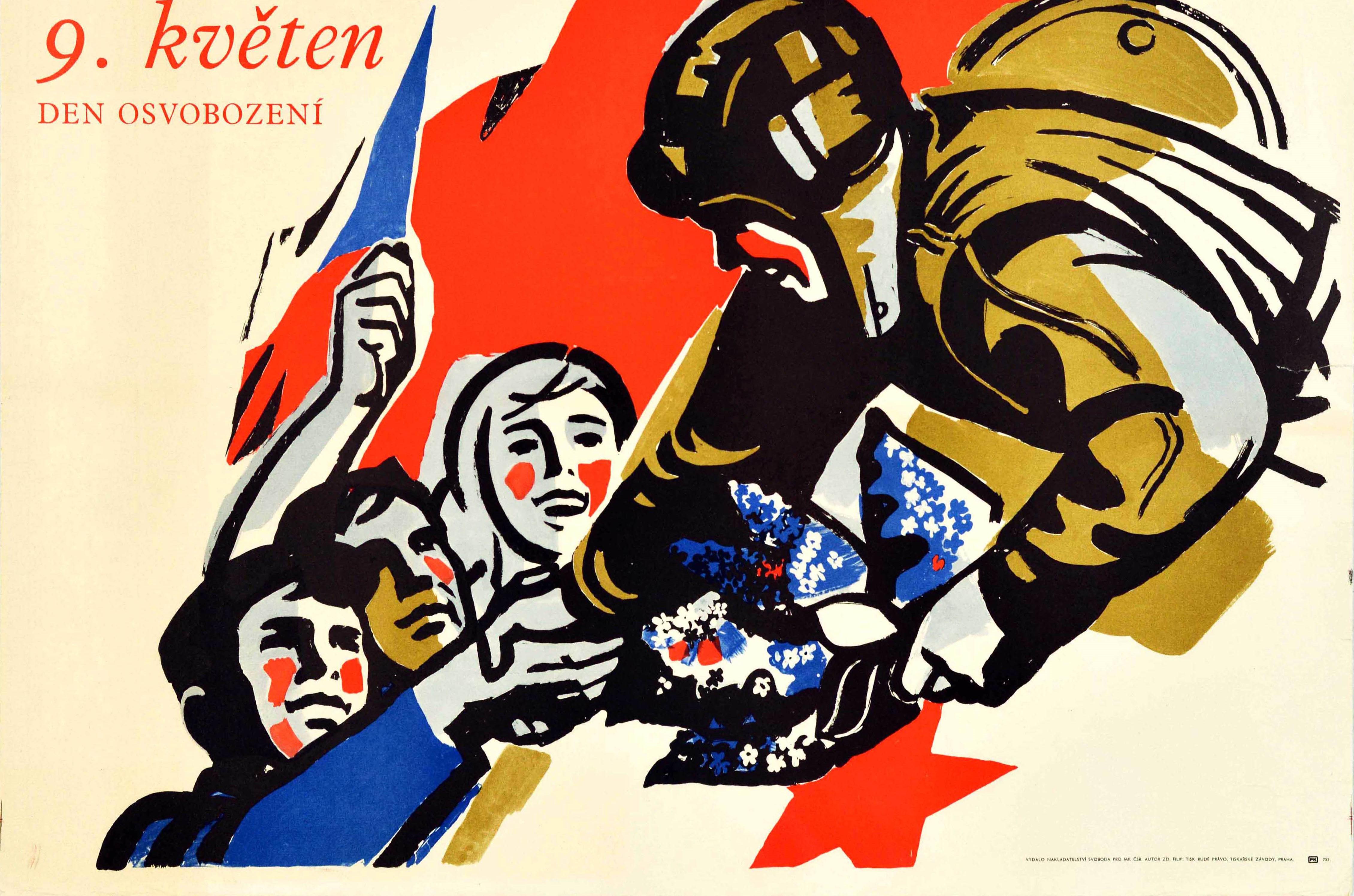 Original Vintage Poster May 9 Den Osvobozeni Freedom Day End WWII Czechoslovakia - White Print by Unknown