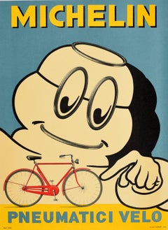 Original Vintage Poster Michelin Pneumatici Velo Bicycle Tyres Bibendum Design