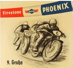 Original Vintage Poster Motocross DMV Gelandefahrt Rund Im Molln Motorcycle Race