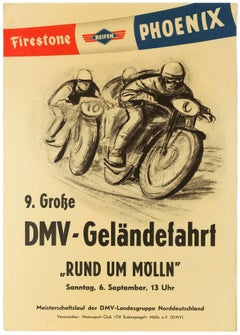 Original Vintage Poster Motocross DMV Gelandefahrt Rund Im Molln Motorcycle Race