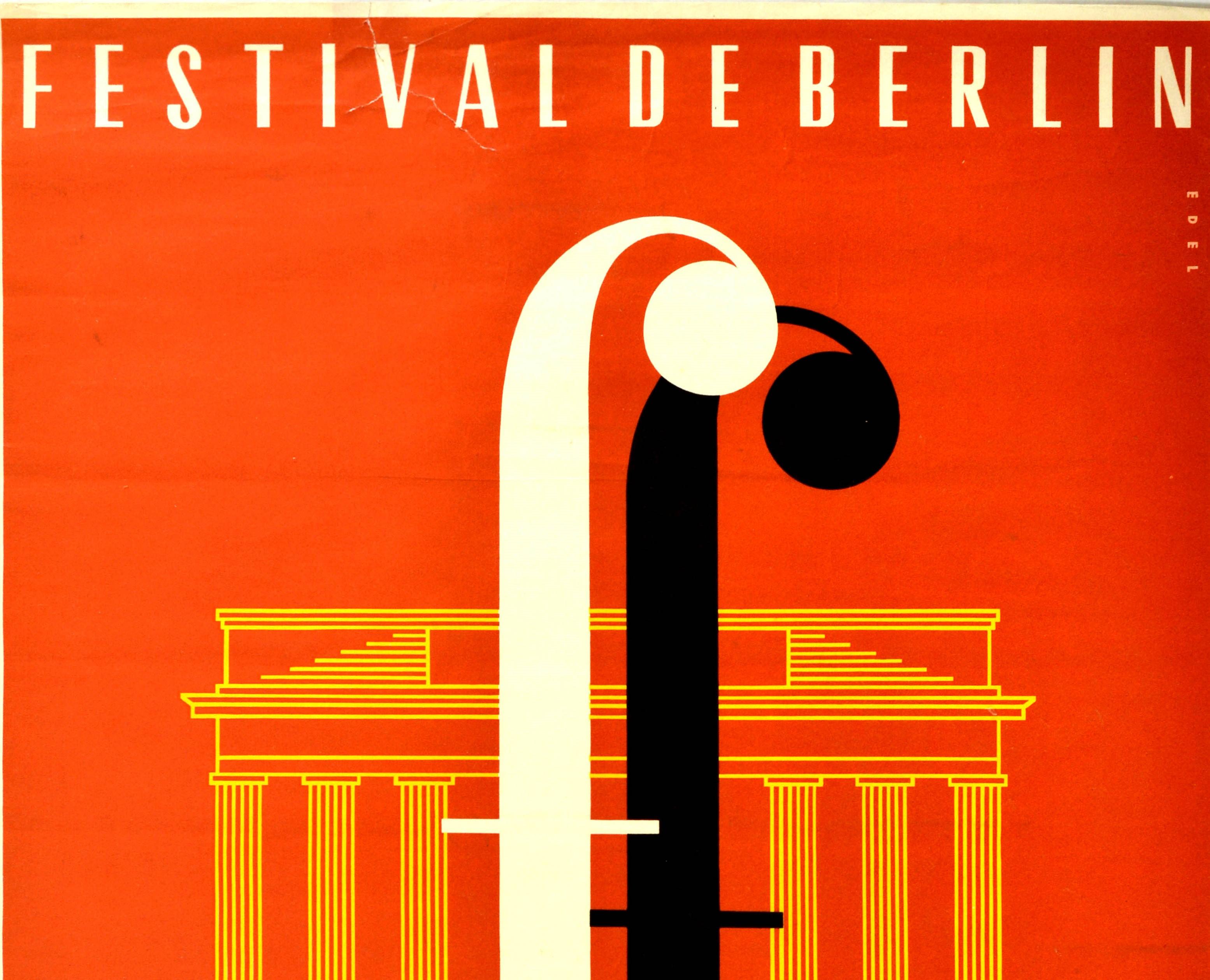 Original Vintage Poster Music Festival De Berlin Midcentury Design Brandenburg F - Print by Unknown