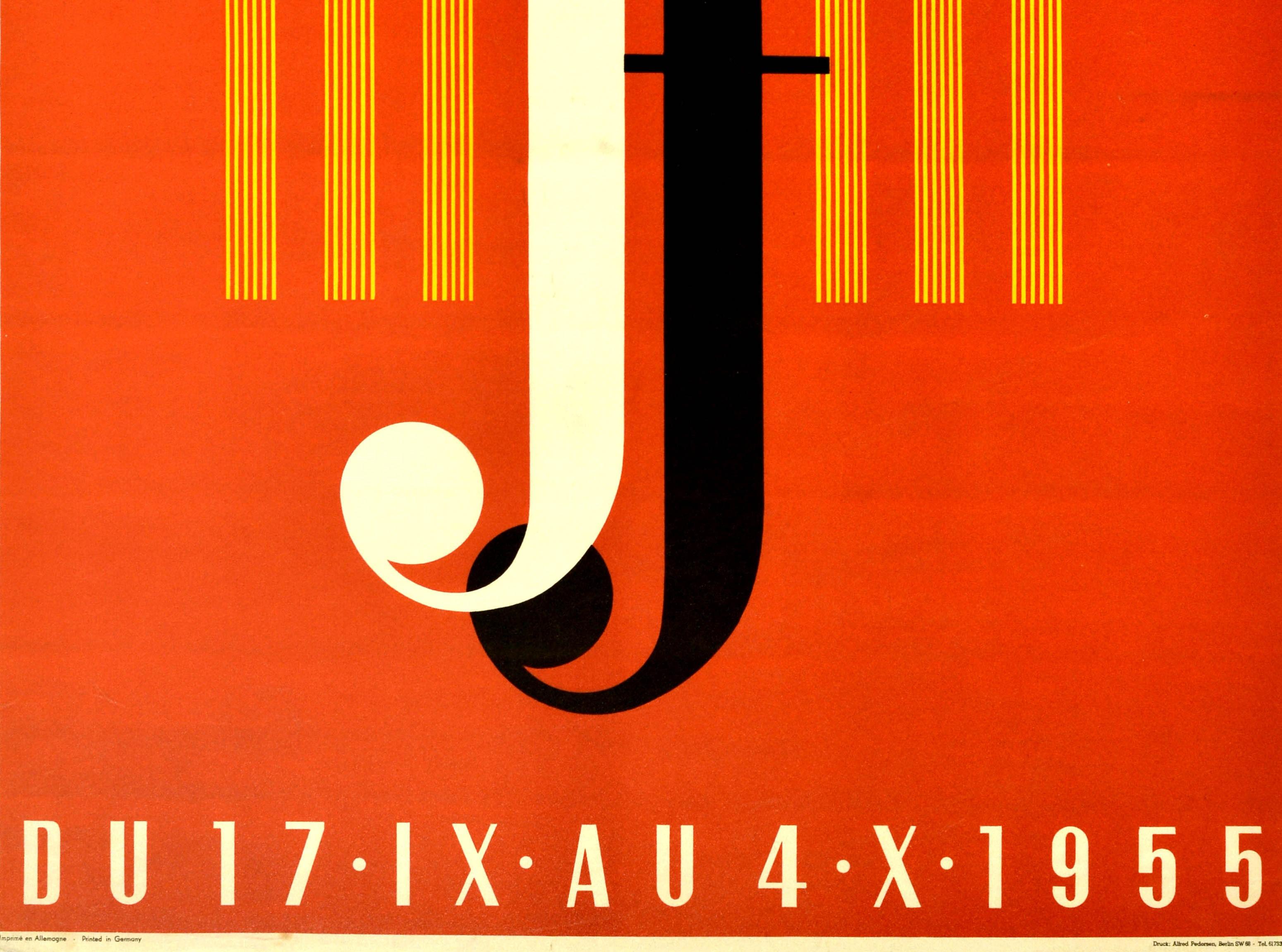 Original Vintage Poster Music Festival De Berlin Midcentury Design Brandenburg F - Red Print by Unknown
